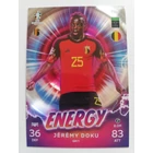 GM1 Jérémy Doku Energy focis kártya (Belgium) TOPPS Match Attax Euro 2024