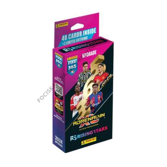 UPGRADE Rising Stars doboz Panini FIFA365 2024 - GYÁRI összeállítás 50 db focis kártyával, köztük2 limiteddel