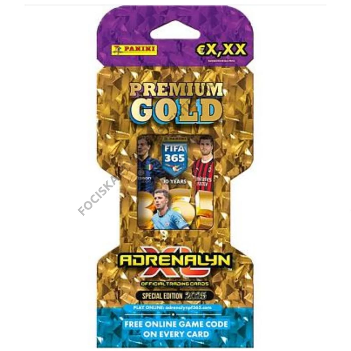 PRÉMIUM GOLD FOCIS KÁRTYA CSOMAG Panini Adrenalyn FIFA365 2025 - limited lista a leírásban, akár YAMAL, HAALAND KANE VINI RODRI is jöhet