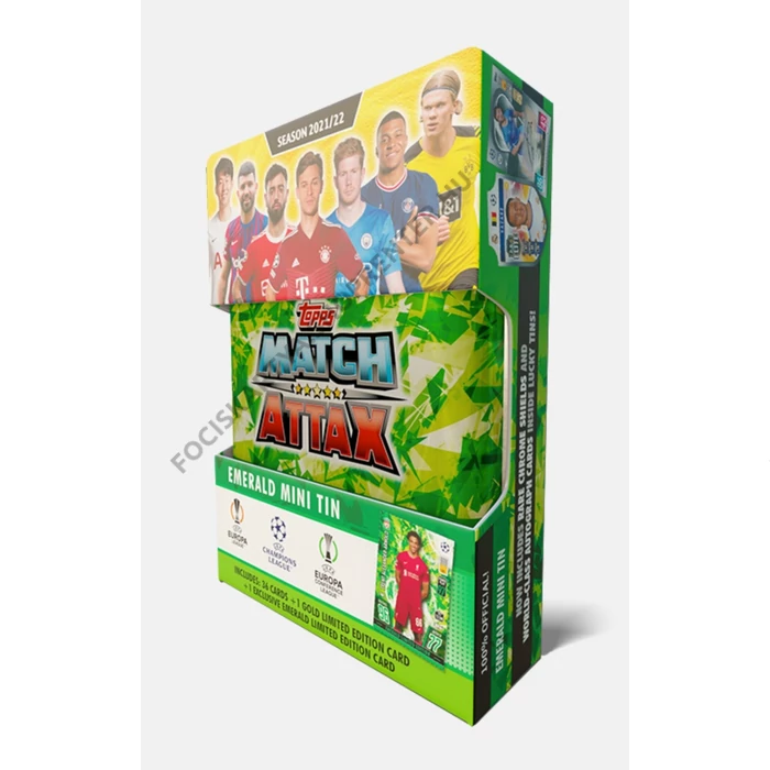 MATCH ATTAX 2021-22  KIS díszdoboz 38 KÁRTYÁVAL, garantált  TRENT ALEXANDER-ARNOLD Limiteddel - EMERALD Mini Tin