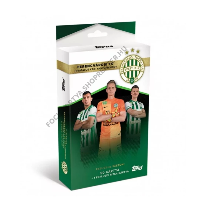 51 darabos FERENCVÁROS  fociskártya szett díszdobozban TOPPS 2021-22 TOKMAC Nguen 19/49 kártyával