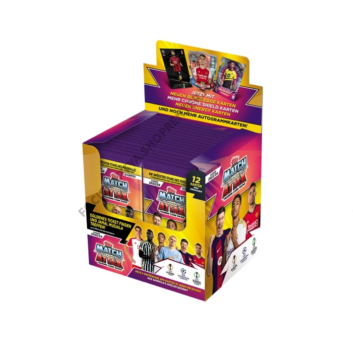 Topps MATCH ATTAX Bajnokok Ligája 2023-24 focis kártya csomag 36 darabos DISPLAY - bontott