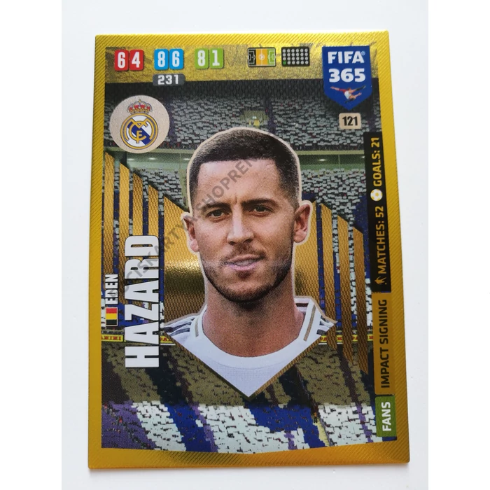 121 Eden Hazard Impact Signing focis kártya (Real Madid CF) FIFA365 2020