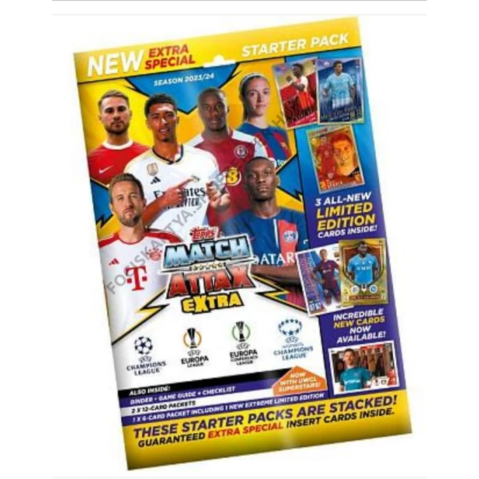MATCH ATTAX EXTRA Bajnokok Ligája 2023-24 STARTERPACK ajándék SZOBOSZLAI kártyával