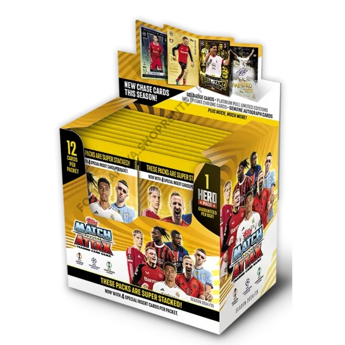 Match Attax Bajnokok Ligája  2024-25 focis kártya csomag - 24 darabos - NYITOTT DISPLAY